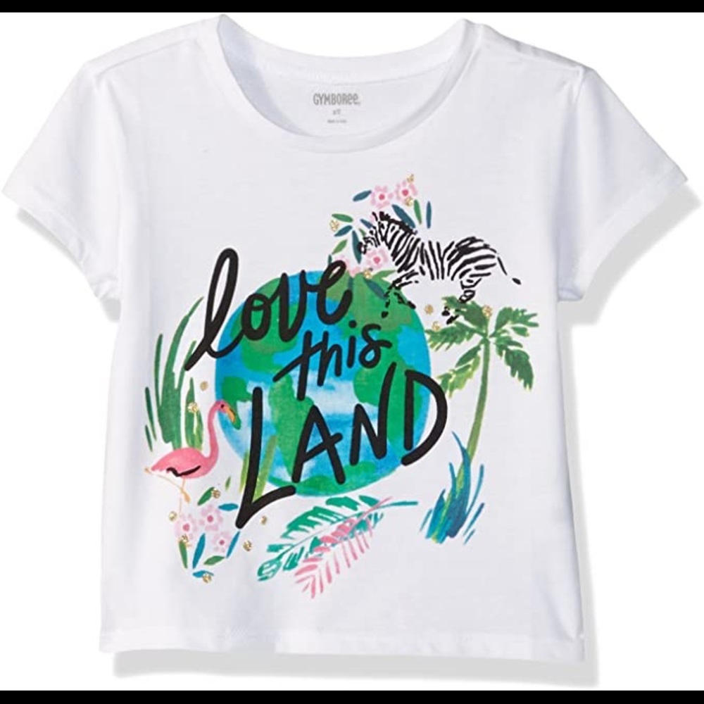 GYMBOREE LOVE THIS LAND SCREENPRINT TEE 🌸🌻🌳